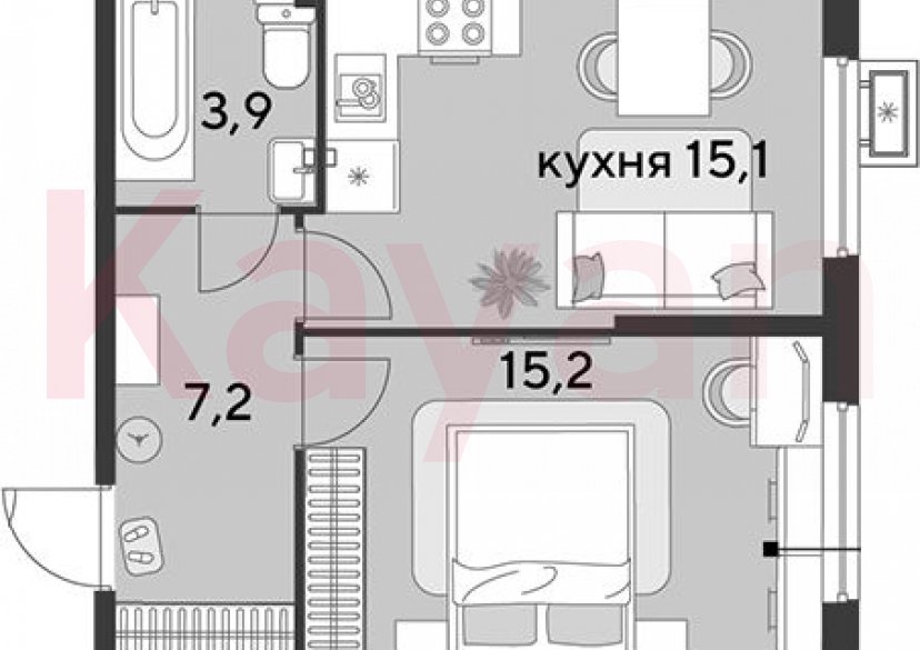 Продажа 2-комн. квартиры, 41.4 кв.м фото 0