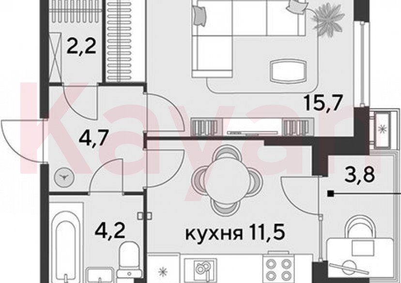 Продажа 1-комн. квартиры, 38.3 кв.м фото 0