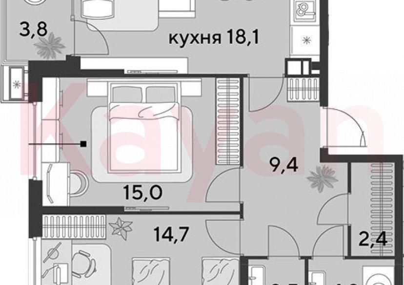 Продажа 3-комн. квартиры, 66.3 кв.м фото 0