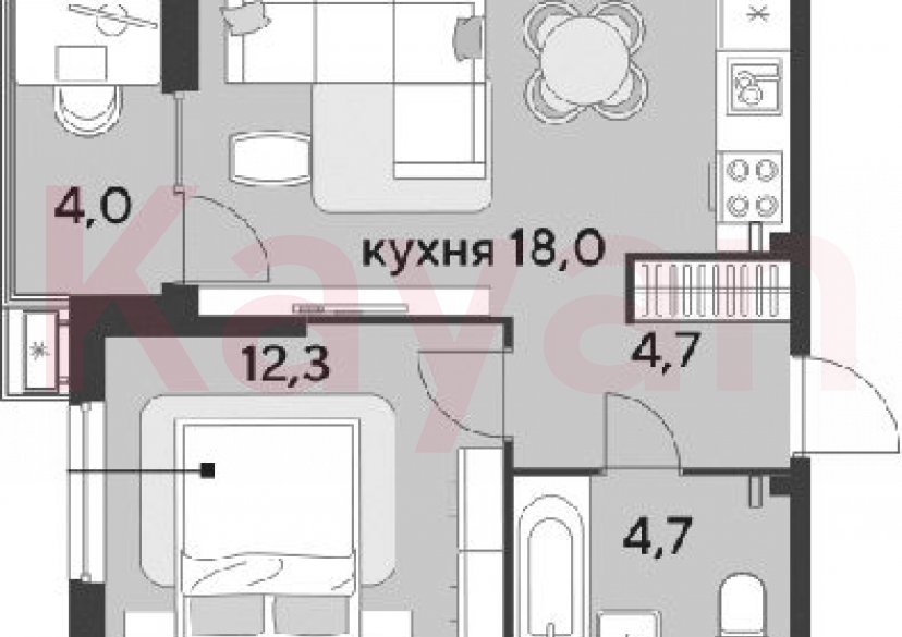 Продажа 2-комн. квартиры, 39.7 кв.м фото 0