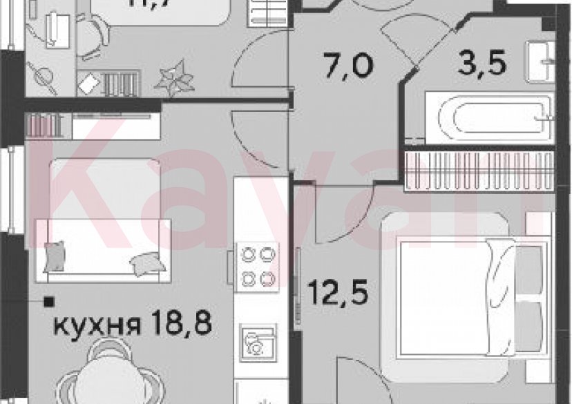 Продажа 3-комн. квартиры, 55.4 кв.м фото 0