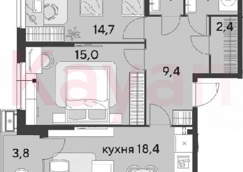 Продажа 3-комн. квартиры, 66.8 кв.м фото 0