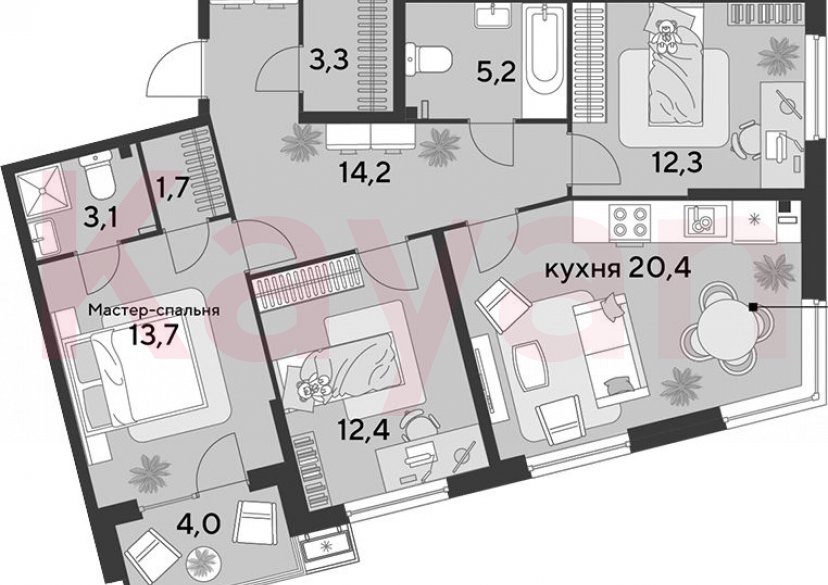 Продажа 4-комн. квартиры, 86.3 кв.м фото 0