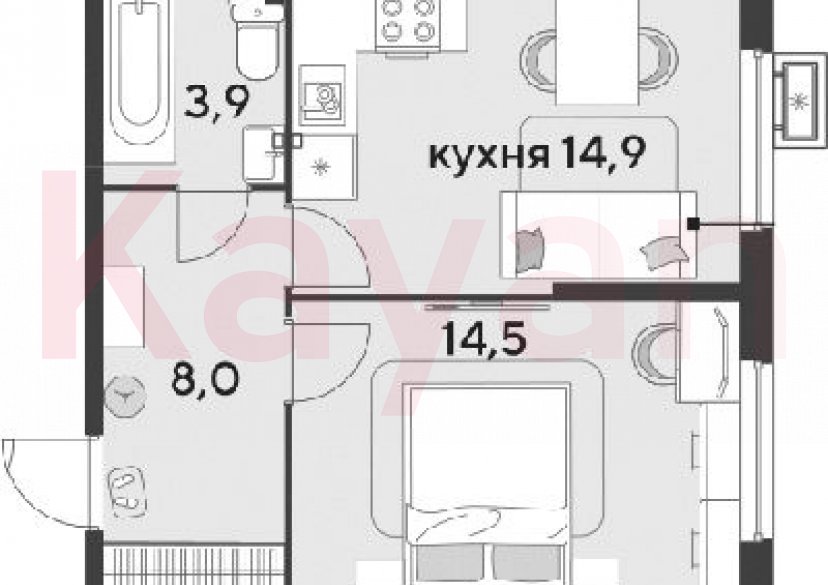 Продажа 1-комн. квартиры, 41.3 кв.м фото 0