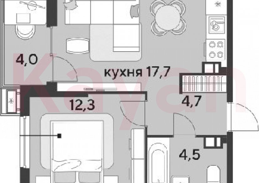 Продажа 2-комн. квартиры, 39.2 кв.м фото 0