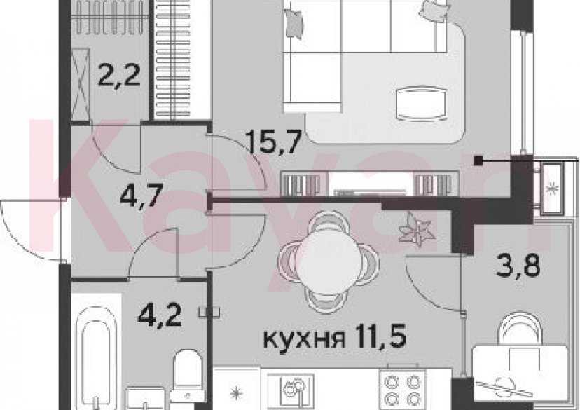 Продажа 1-комн. квартиры, 38.3 кв.м фото 0