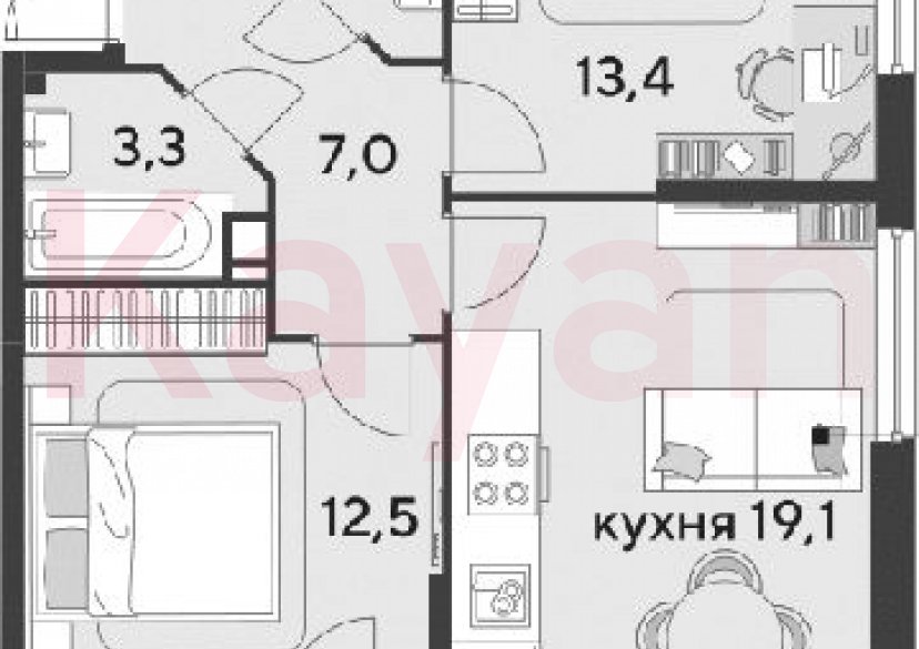 Продажа 3-комн. квартиры, 57.8 кв.м фото 0