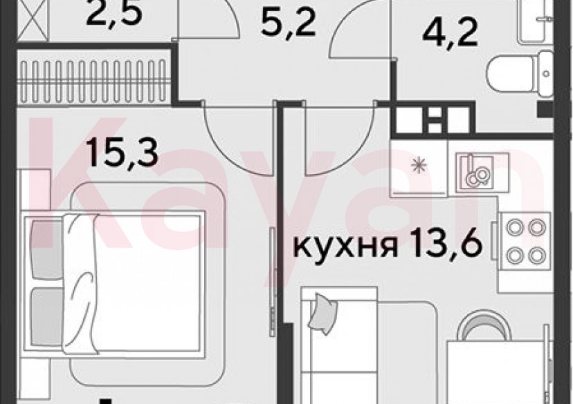 Продажа 1-комн. квартиры, 40.8 кв.м фото 0