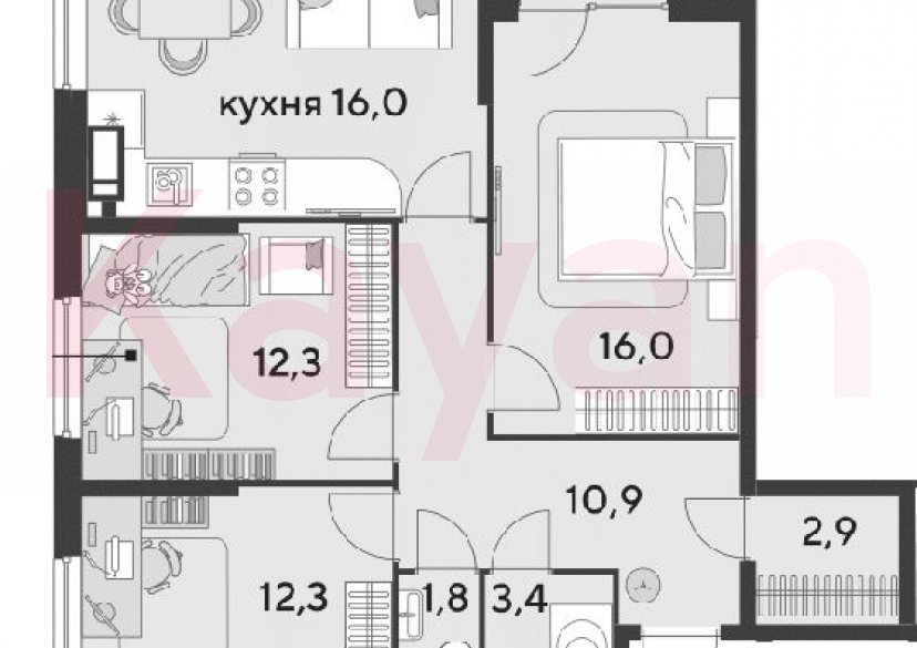 Продажа 4-комн. квартиры, 75.6 кв.м фото 0