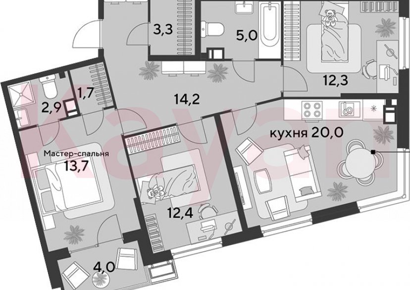 Продажа 4-комн. квартиры, 85.5 кв.м фото 0