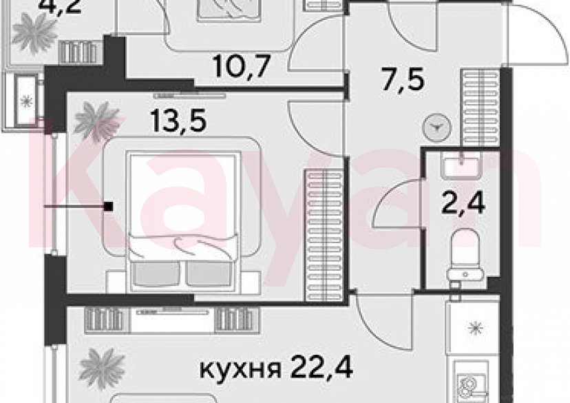 Продажа 3-комн. квартиры, 60.8 кв.м фото 0