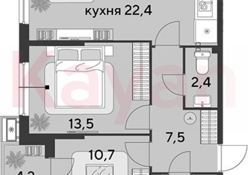 Продажа 3-комн. квартиры, 60.8 кв.м фото 0