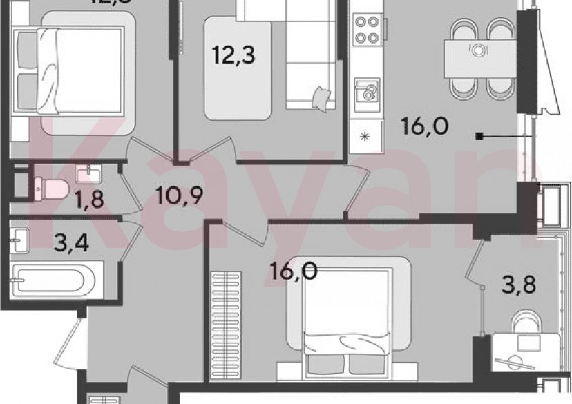 Продажа 4-комн. квартиры, 75.6 кв.м фото 0