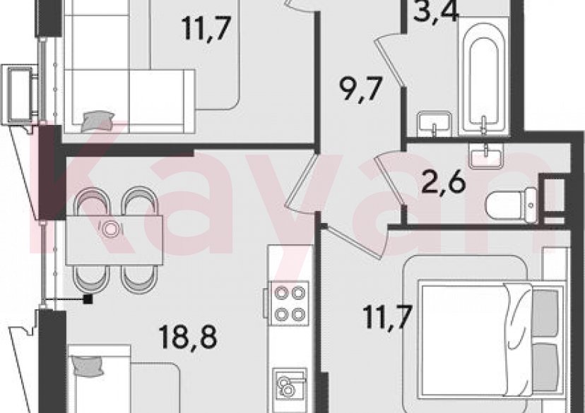 Продажа 3-комн. квартиры, 59.4 кв.м фото 0