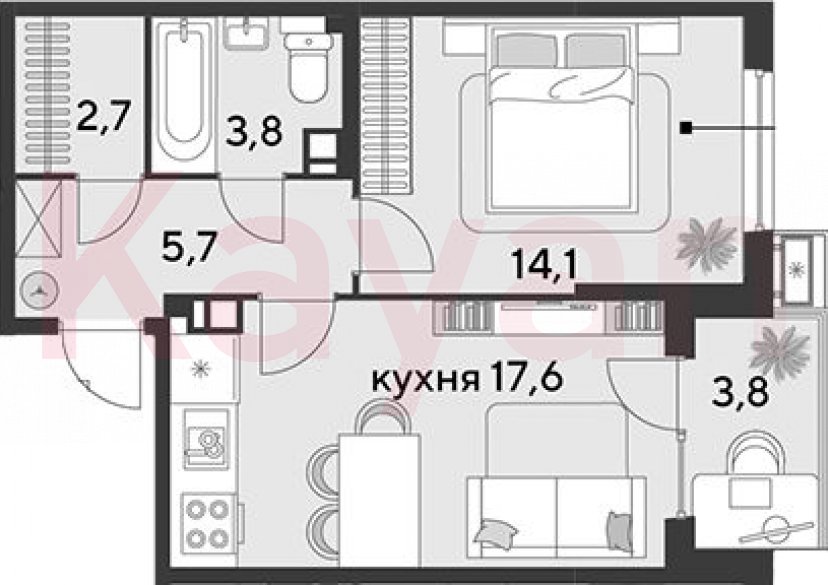 Продажа 2-комн. квартиры, 43.9 кв.м фото 0