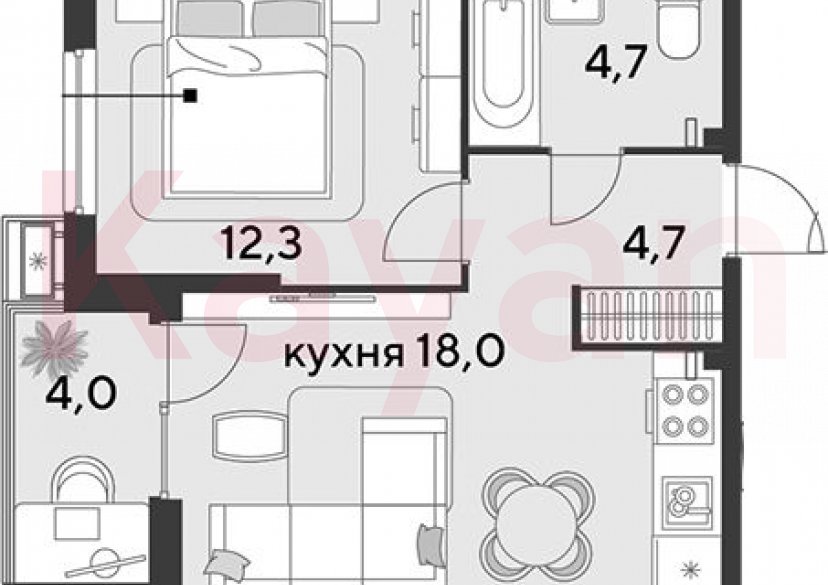 Продажа 2-комн. квартиры, 39.7 кв.м фото 0