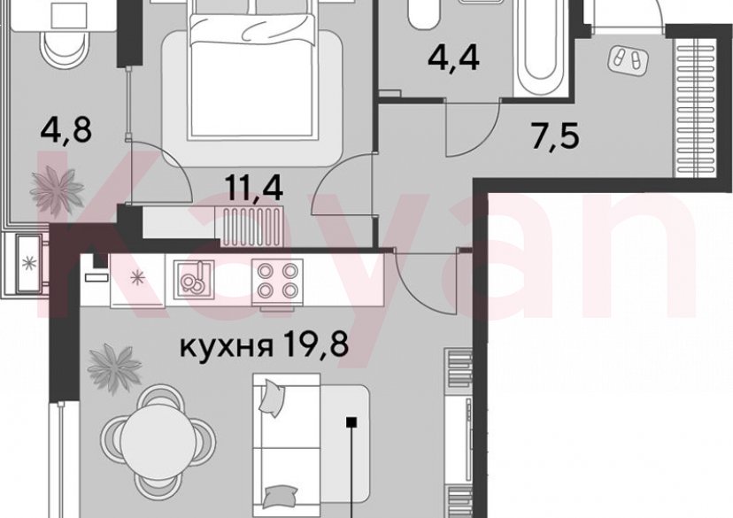 Продажа 2-комн. квартиры, 43.1 кв.м фото 0