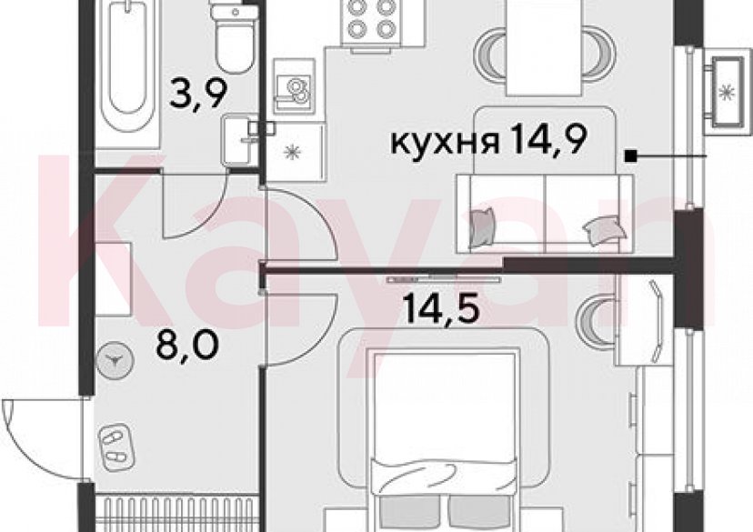 Продажа 1-комн. квартиры, 41.3 кв.м фото 0