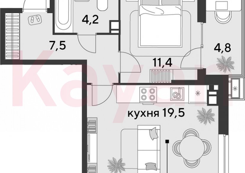 Продажа 2-комн. квартиры, 42.6 кв.м фото 0