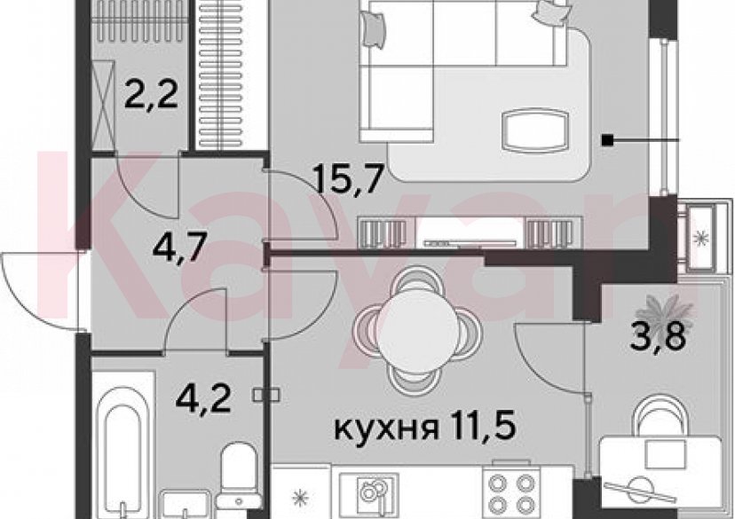 Продажа 1-комн. квартиры, 38.3 кв.м фото 0