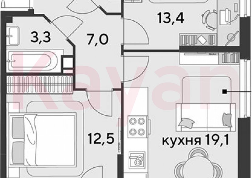 Продажа 3-комн. квартиры, 57.8 кв.м фото 0