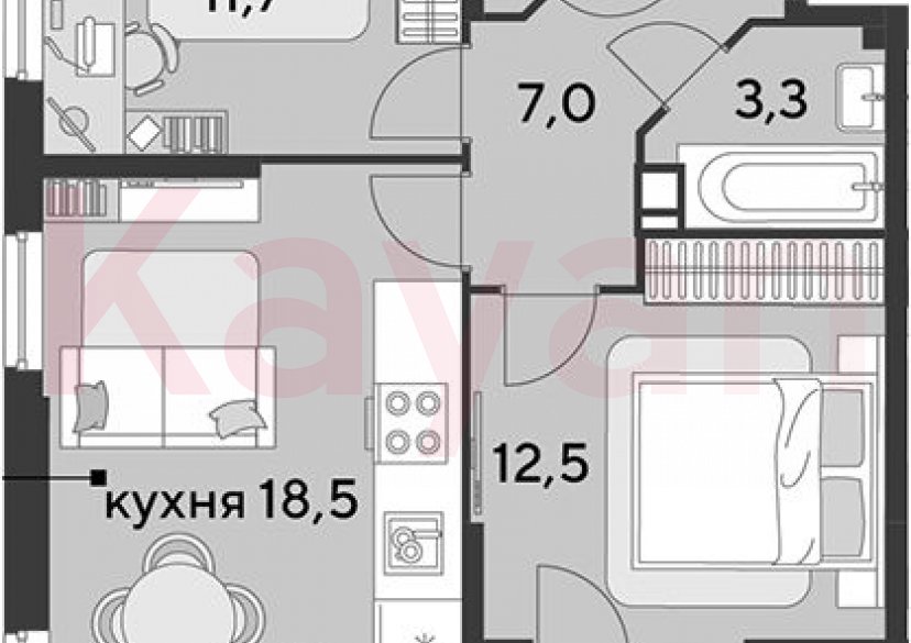 Продажа 3-комн. квартиры, 54.7 кв.м фото 0