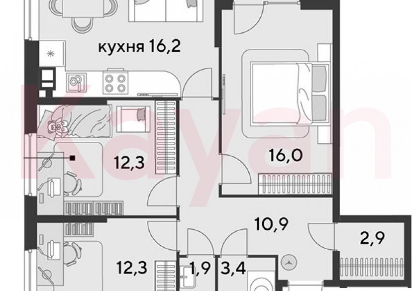 Продажа 4-комн. квартиры, 75.9 кв.м фото 0