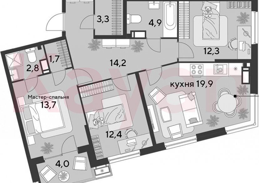 Продажа 4-комн. квартиры, 85.2 кв.м фото 0