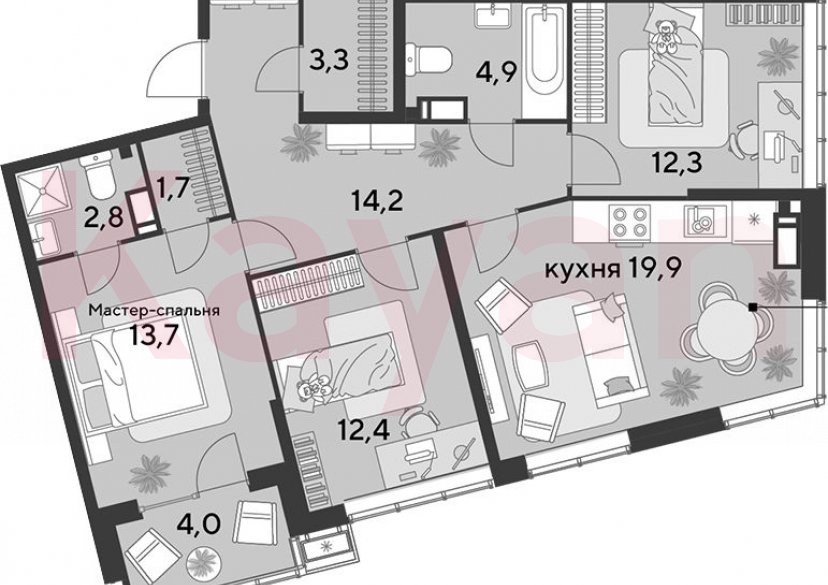 Продажа 4-комн. квартиры, 85.2 кв.м фото 0