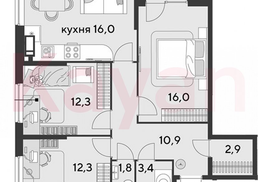 Продажа 4-комн. квартиры, 75.6 кв.м фото 0