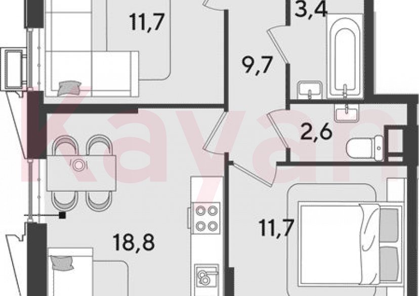 Продажа 3-комн. квартиры, 59.4 кв.м фото 0