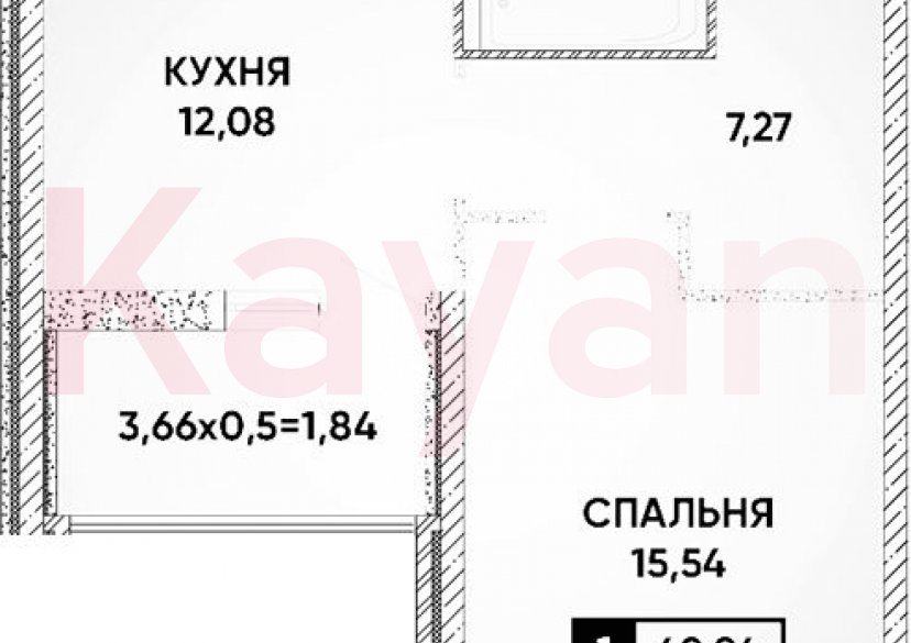 Продажа 1-комн. квартиры, 39.1 кв.м фото 0