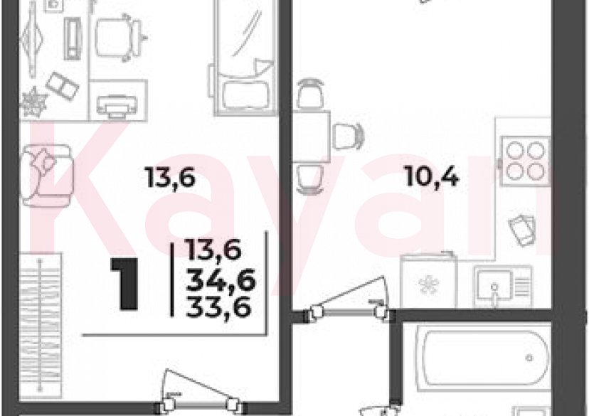 Продажа 1-комн. квартиры, 33.6 кв.м фото 0