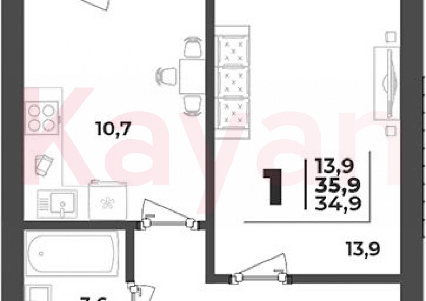 Продажа 1-комн. квартиры, 34.9 кв.м фото 0