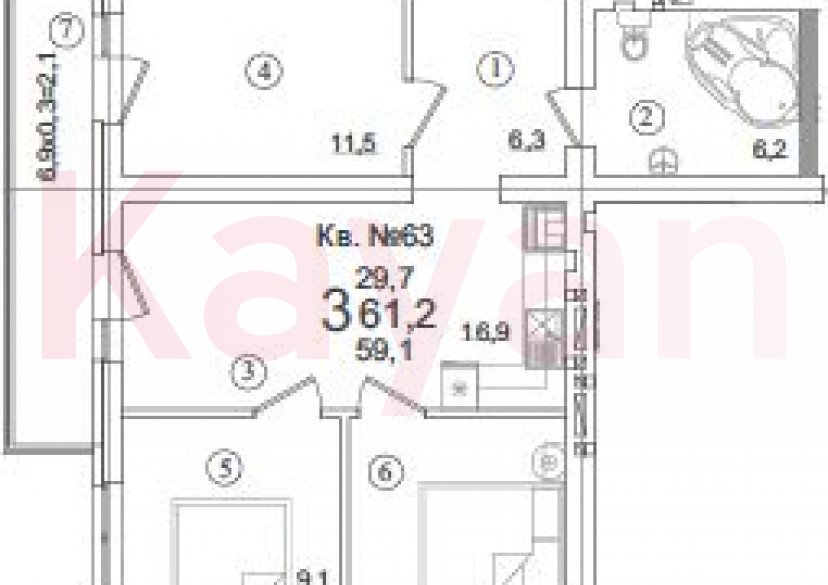 Продажа 4-комн. квартиры, 59.1 кв.м фото 0