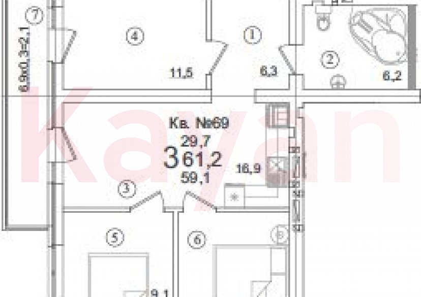 Продажа 4-комн. квартиры, 59.1 кв.м фото 0