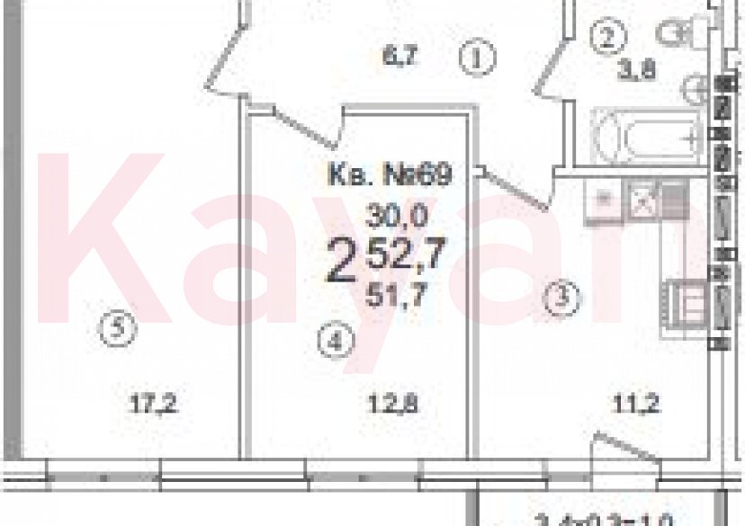 Продажа 2-комн. квартиры, 51.7 кв.м фото 0