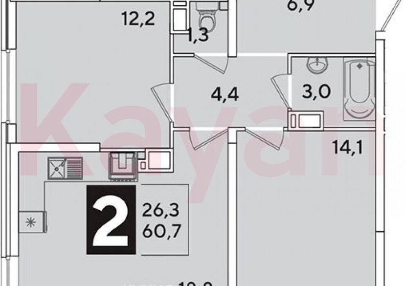 Продажа 3-комн. квартиры, 60.7 кв.м фото 0