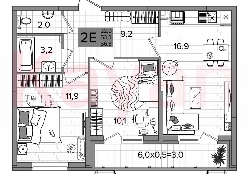 Продажа 3-комн. квартиры, 53.3 кв.м фото 0