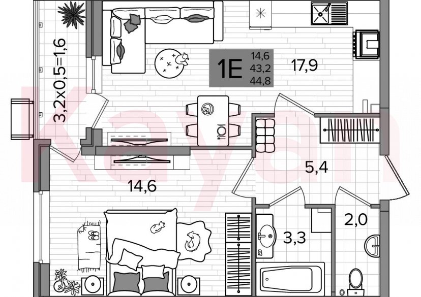 Продажа 2-комн. квартиры, 43.2 кв.м фото 0