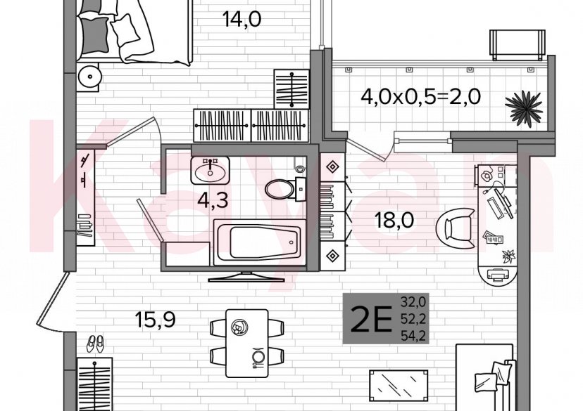 Продажа 2-комн. квартиры, 52.2 кв.м фото 0