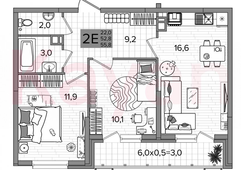 Продажа 3-комн. квартиры, 52.8 кв.м фото 0