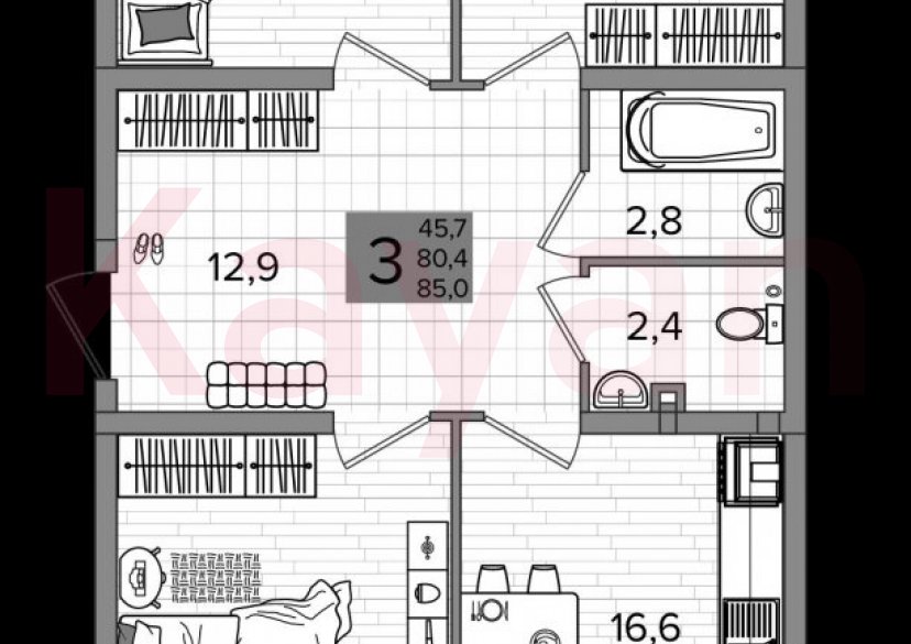 Продажа 3-комн. квартиры, 80.4 кв.м фото 0