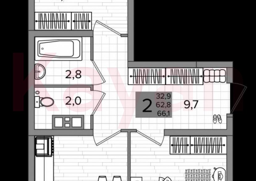 Продажа 2-комн. квартиры, 62.8 кв.м фото 0