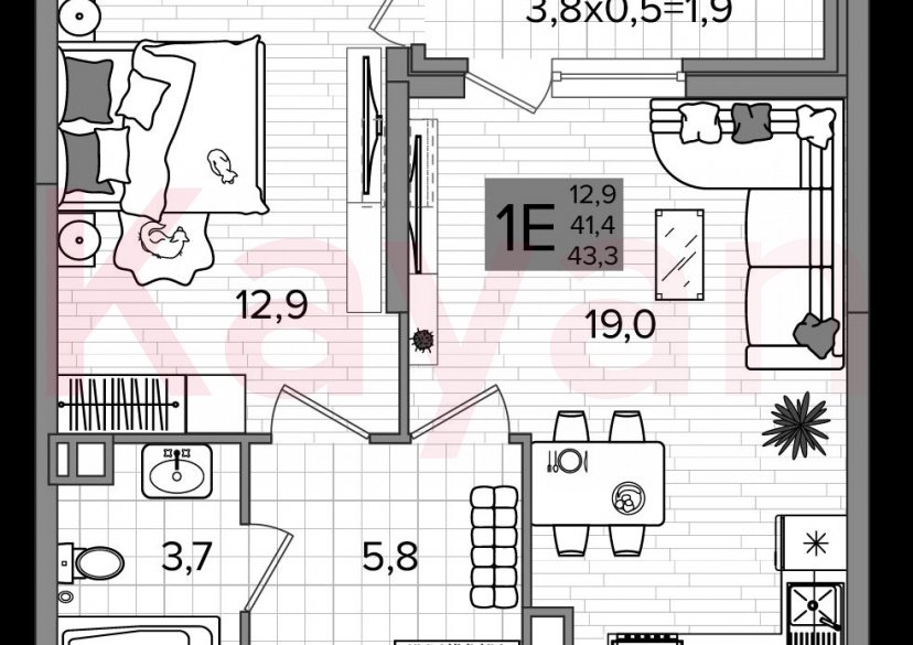 Продажа 2-комн. квартиры, 41.4 кв.м фото 0