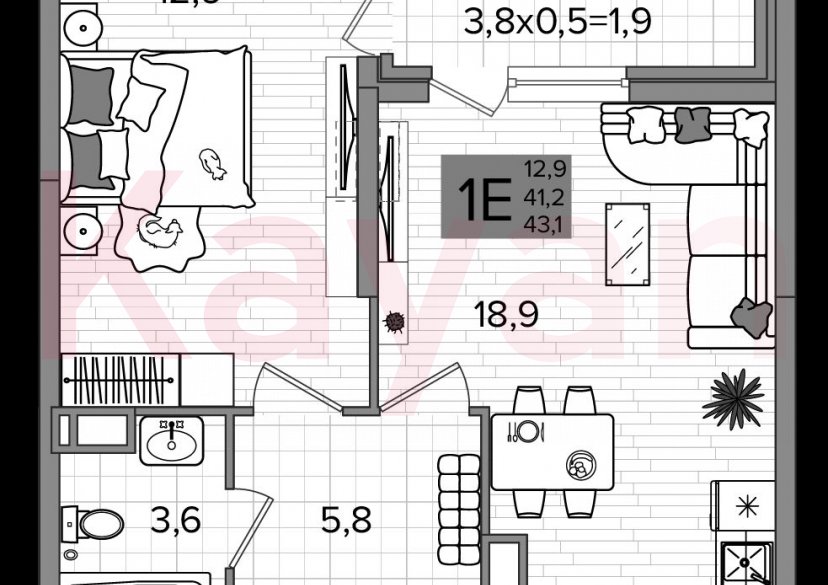 Продажа 2-комн. квартиры, 41.2 кв.м фото 0