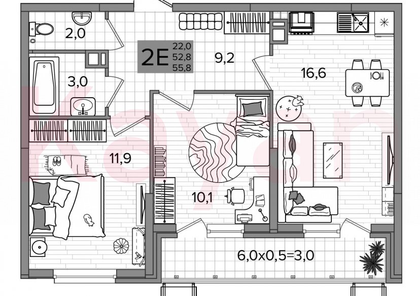 Продажа 3-комн. квартиры, 52.8 кв.м фото 0