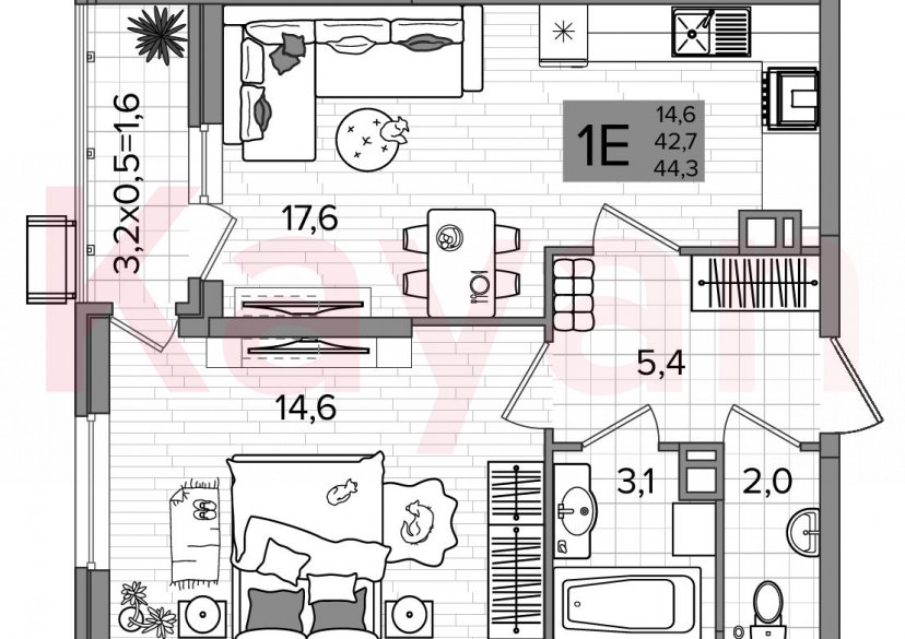 Продажа 2-комн. квартиры, 42.7 кв.м фото 0