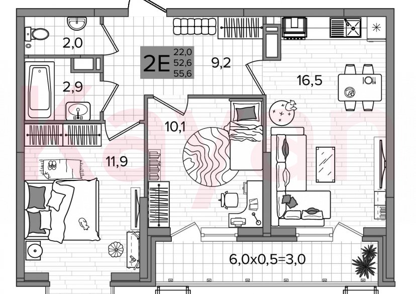 Продажа 3-комн. квартиры, 52.6 кв.м фото 0