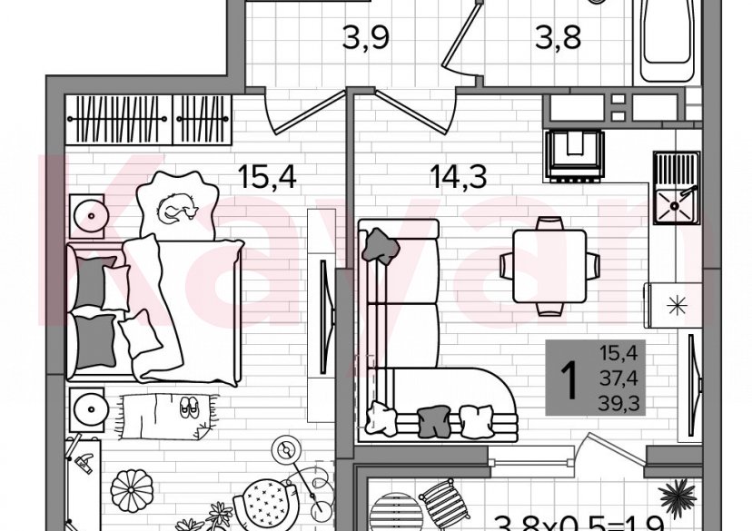 Продажа 1-комн. квартиры, 37.4 кв.м фото 0